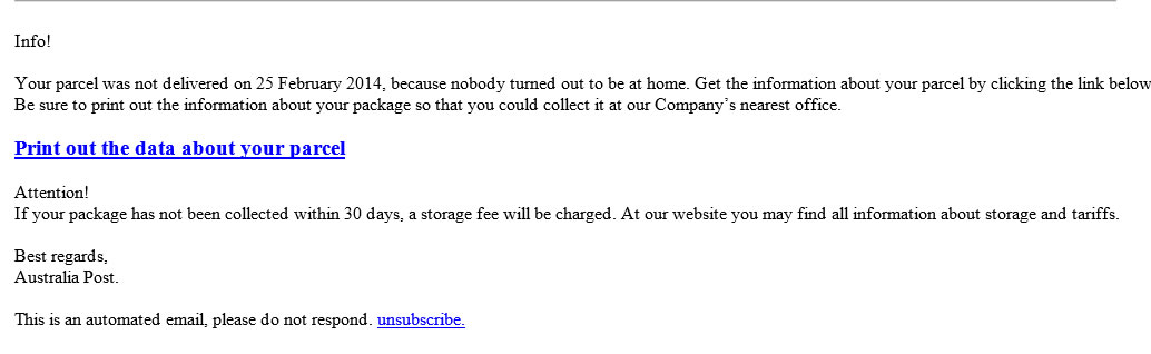 Current scams, phishing attacks and frauds Australia Post