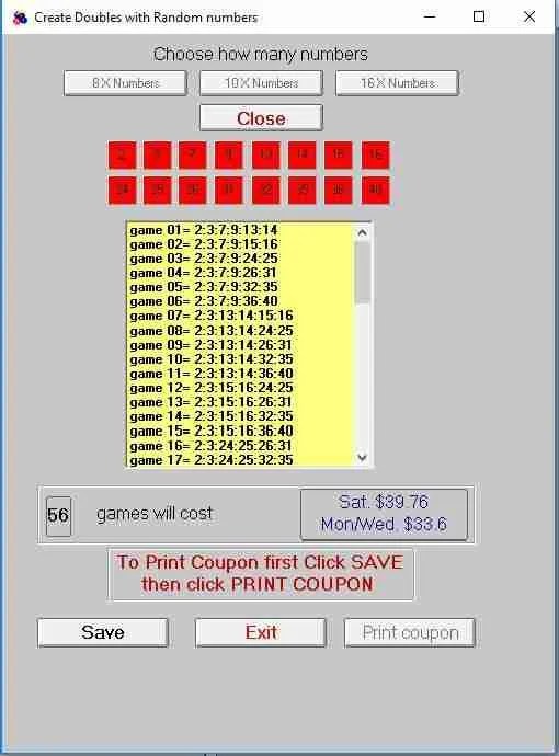 Lotto Systems generator screenshots, what you can do with this software.