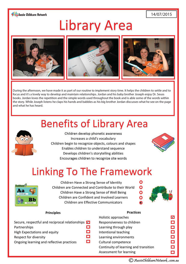 Interest Area Library Area Aussie Childcare Network