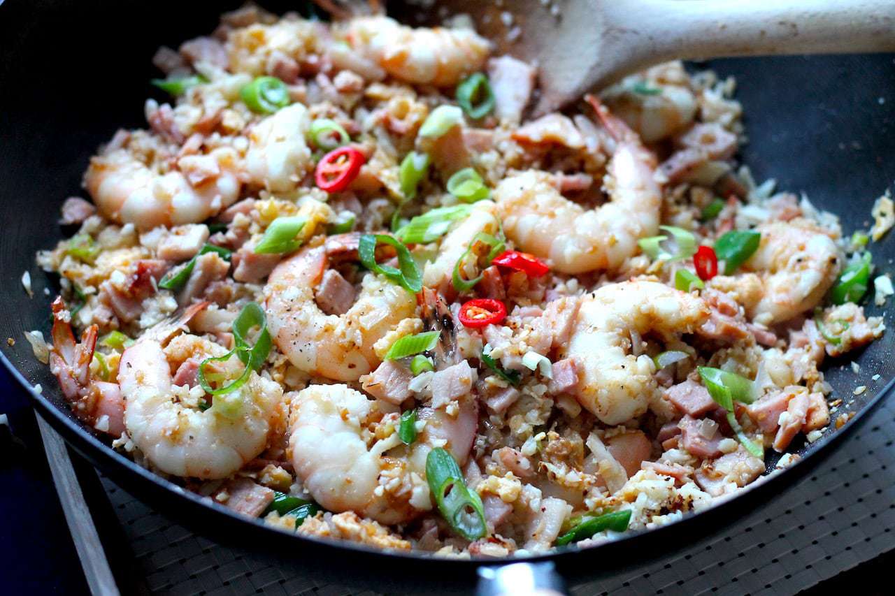 Keto Fried Rice with Bacon & Prawns Aussie Keto Queen