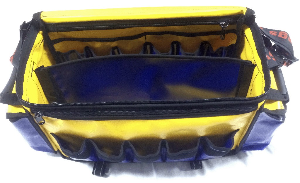 AOS Contractor Tool Bag Large Yellow/Blue PVC Aussie Outback Supplies