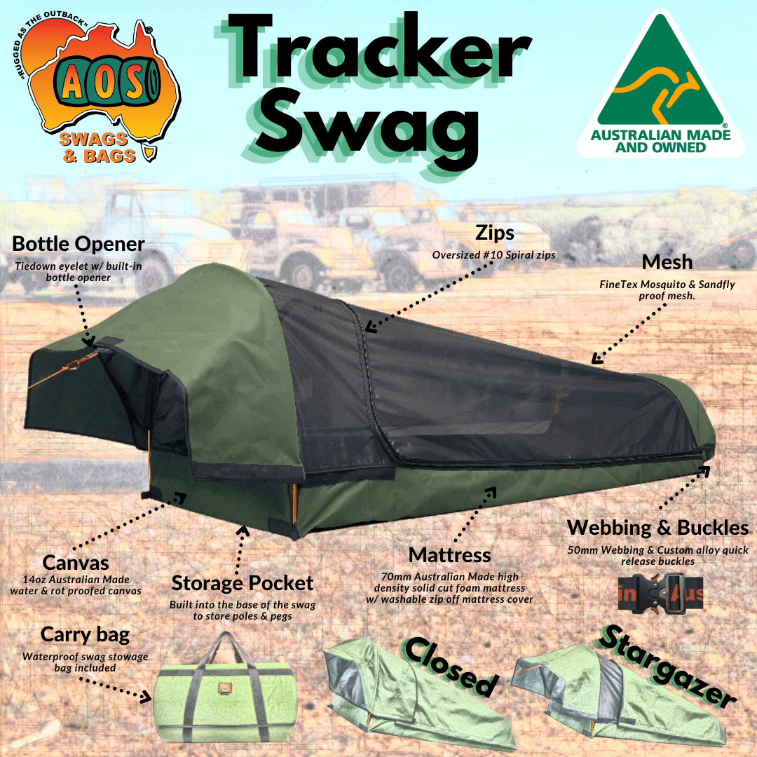AOS AUSTRALIAN MADE TRACKER DELUXE DOME SWAG CANVAS Aussie Outback