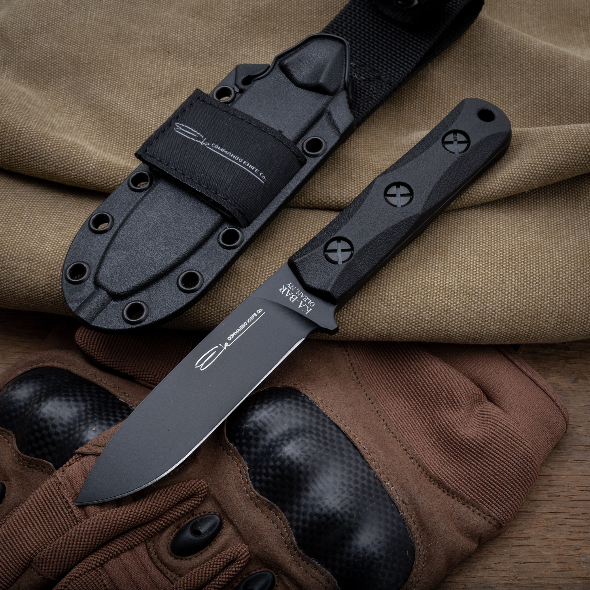 KABAR John Ek Commando Model 51 Fixed Blade 1095 Drop Point Blade