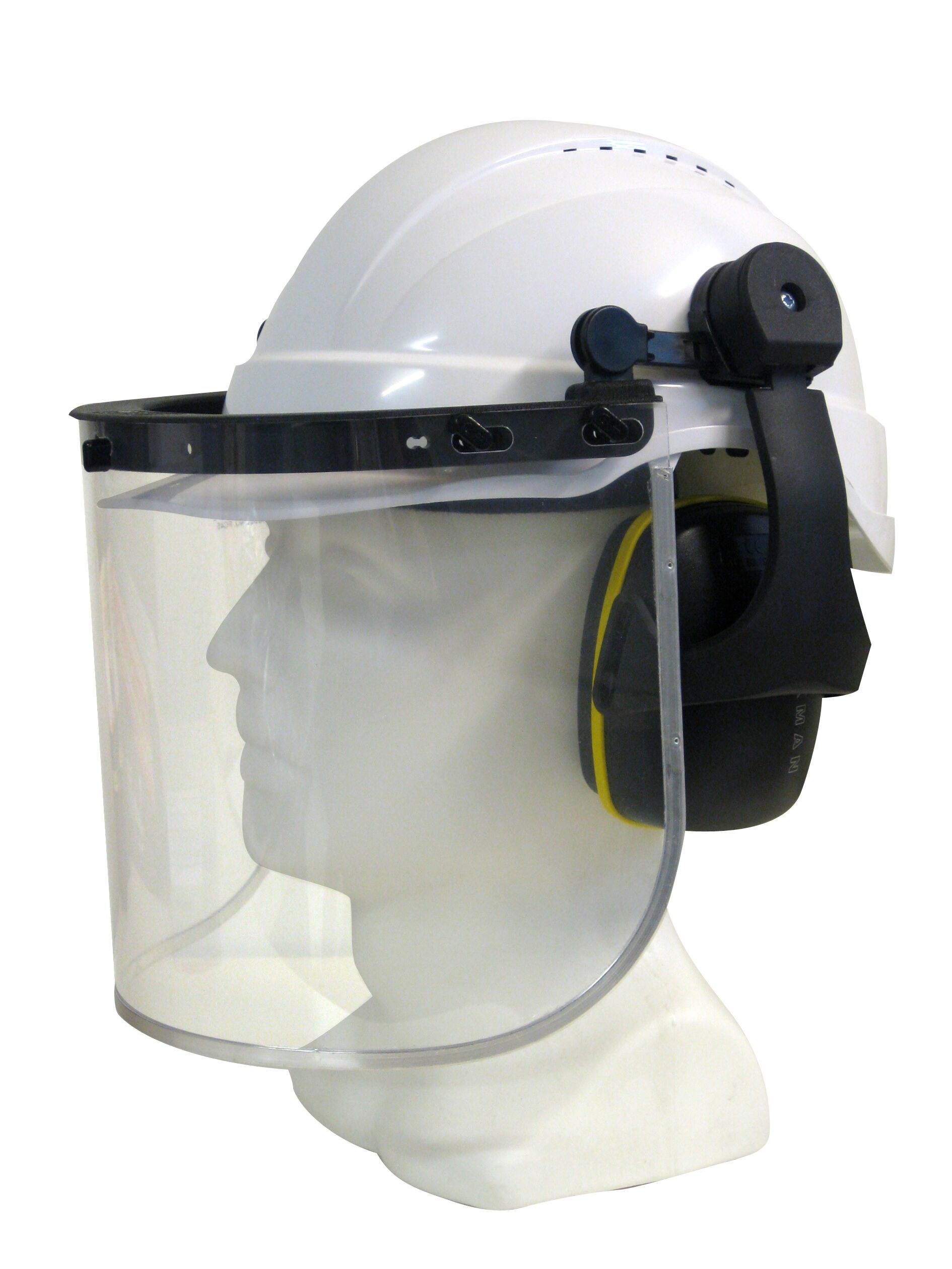 VENTED HARD HAT WITH CLEA R VISOR AND ROCKMAN EARMUFFS AusTech Prod