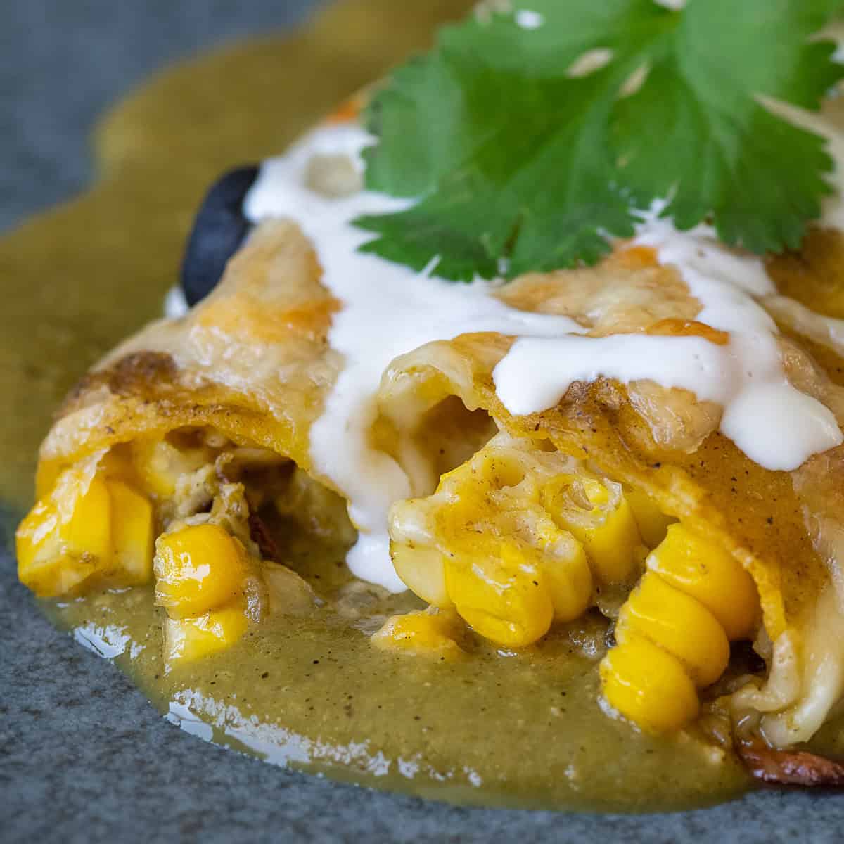 Roasted Corn Enchiladas with Poblano Peppers and Salsa Verde Austin Eats
