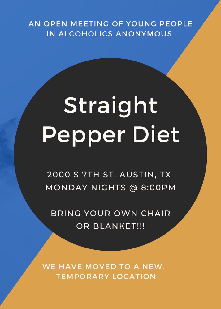 MEETING INPERSON Straight Pepper Diet New Location Bring Your