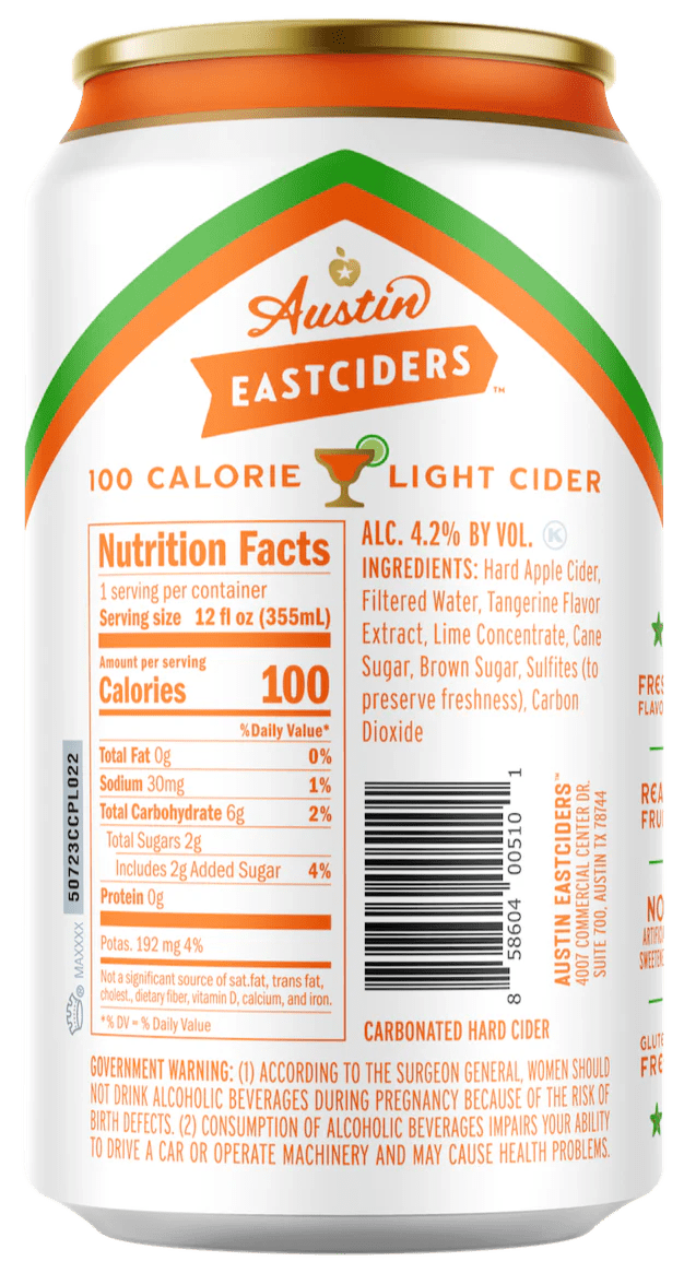 Tangerine Margarita Light Cider Austin Eastciders