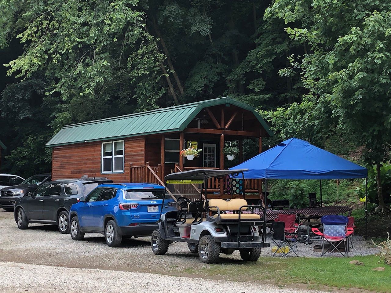 golf carts and cabins go together at austin lake park in ohio Austin