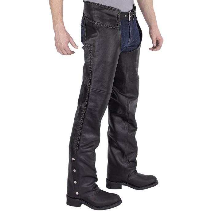 952 Motorcycle Leather Chaps Pants Biker Cowboy Riding Racing Black Genuine Leather Chaps