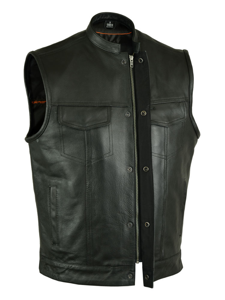 Daniel Smart Concealed Leather Vest, Milled Cowhide, Scoop Collar