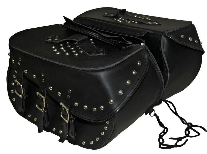 Motorcycle Vance Leather Large 3 Strap Studded Saddle Bag Austin Leather