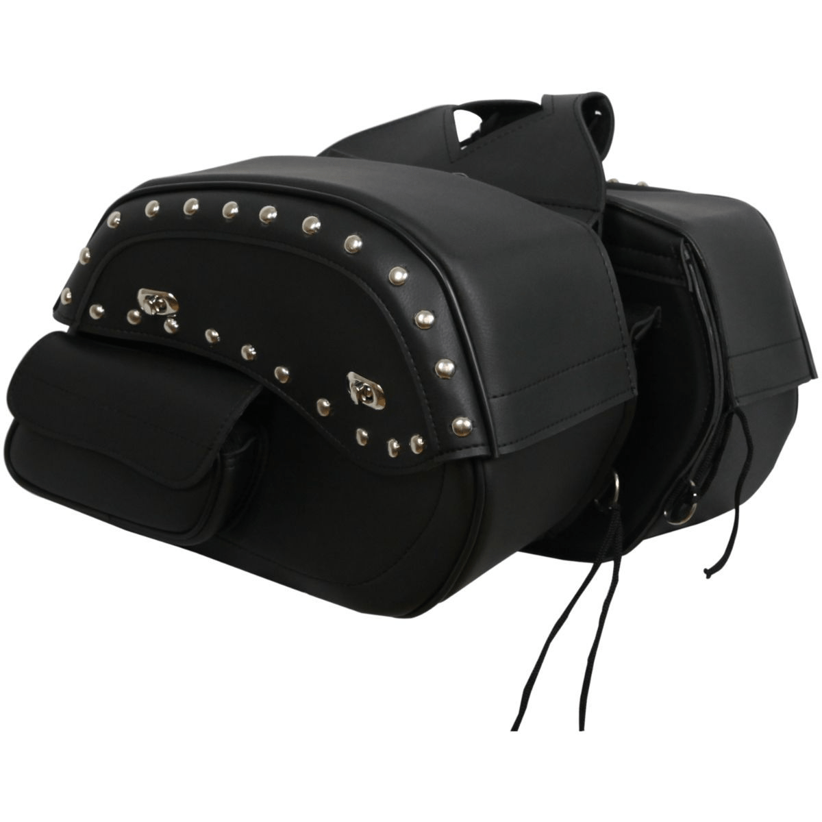 Motorcycle External Pocket Deluxe Studded Throw Over Saddlebags