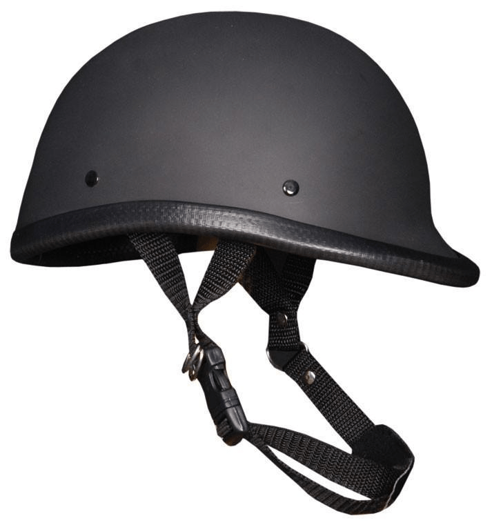 MOTORCYCLE NOVELTY Gloss Black Jockey Helmet Austin Leather