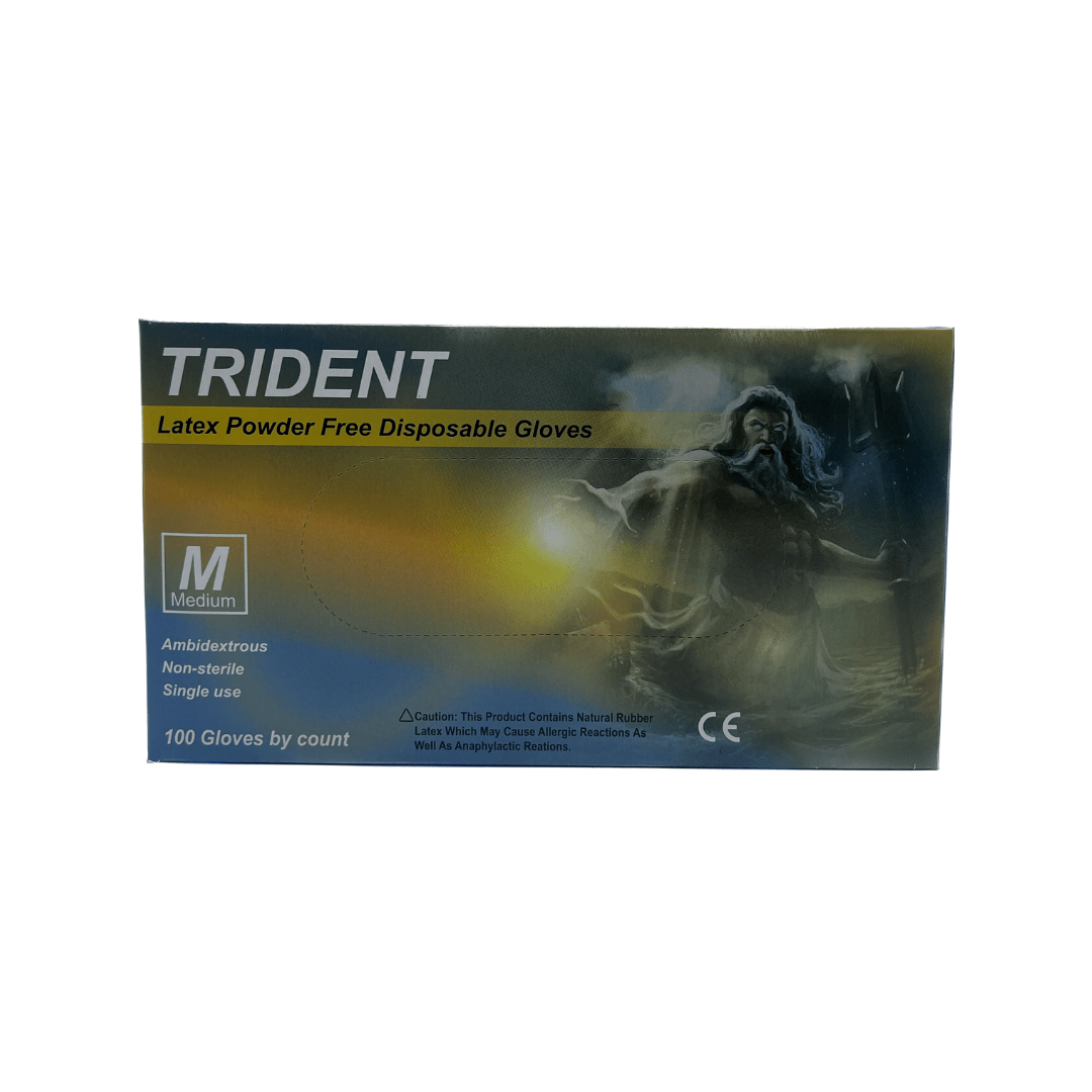 Trident Latex Powderfree Disposable Gloves (100ct) (Various sizes