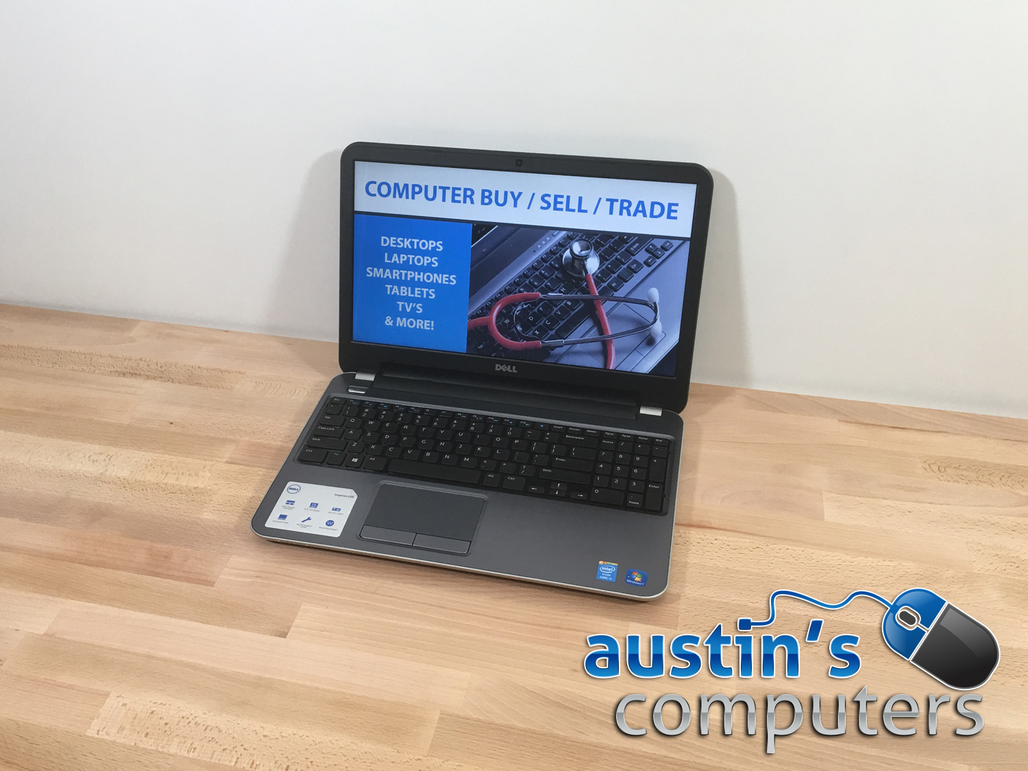 Dell Steel Gray 15.6" Laptop Computer Austin's Computer Repair