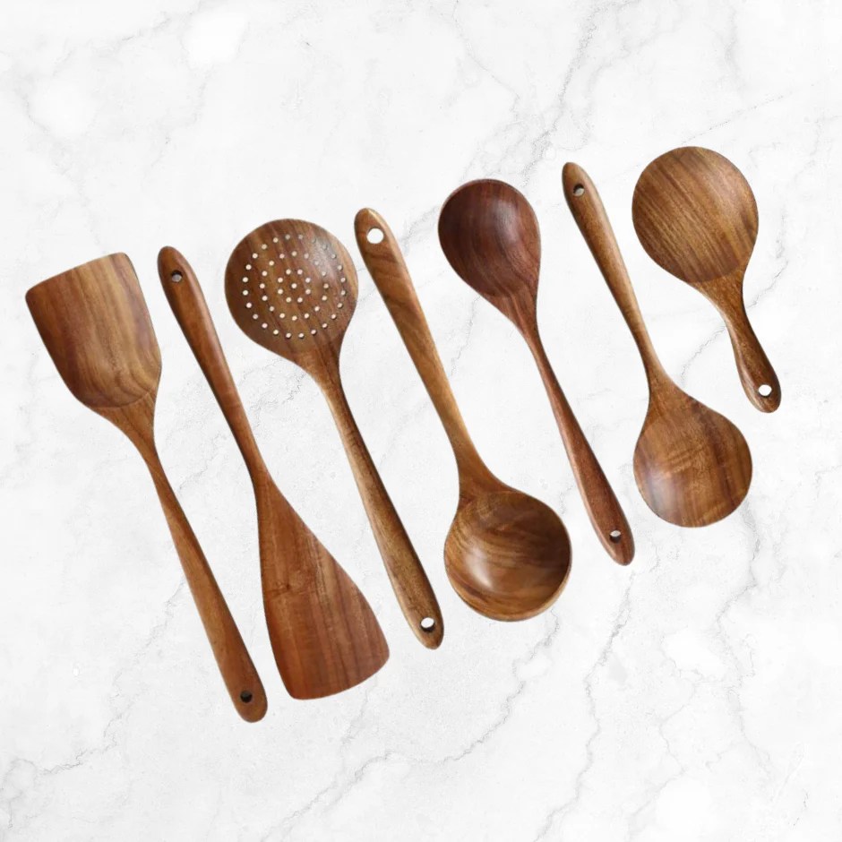 EcoFriendly Teak Wood Kitchen Utensil Set (7piece) Australian Abode