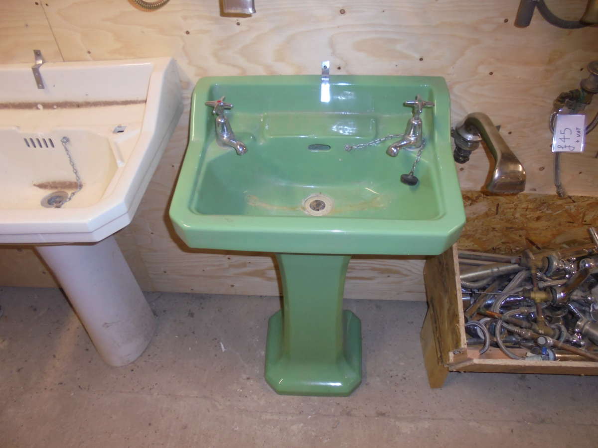 A reclaimed Green Sink & Pedestal from an East Sussex house