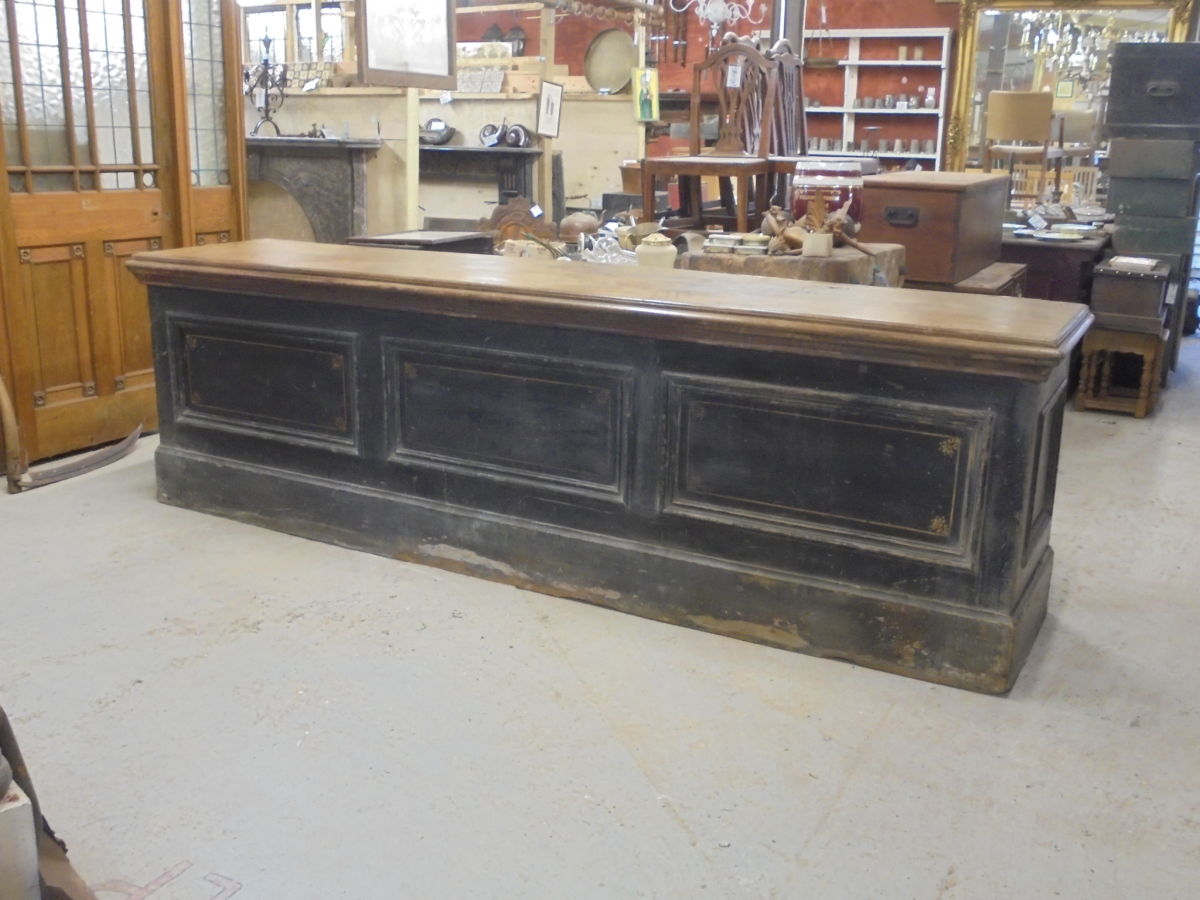 Large Wooden Mid Victorian Shop Counter Authentic Reclamation