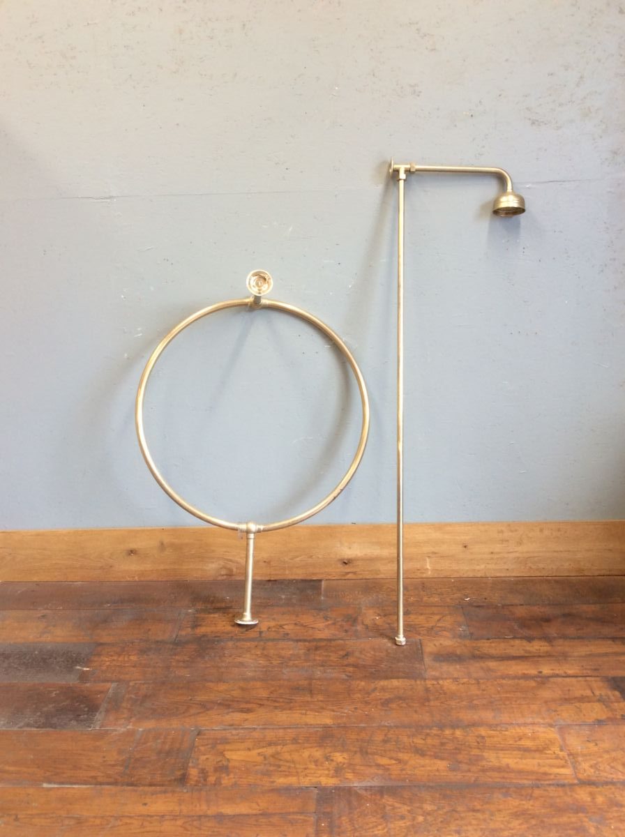 Brass Shower Head & Round Curtain Rail Authentic Reclamation