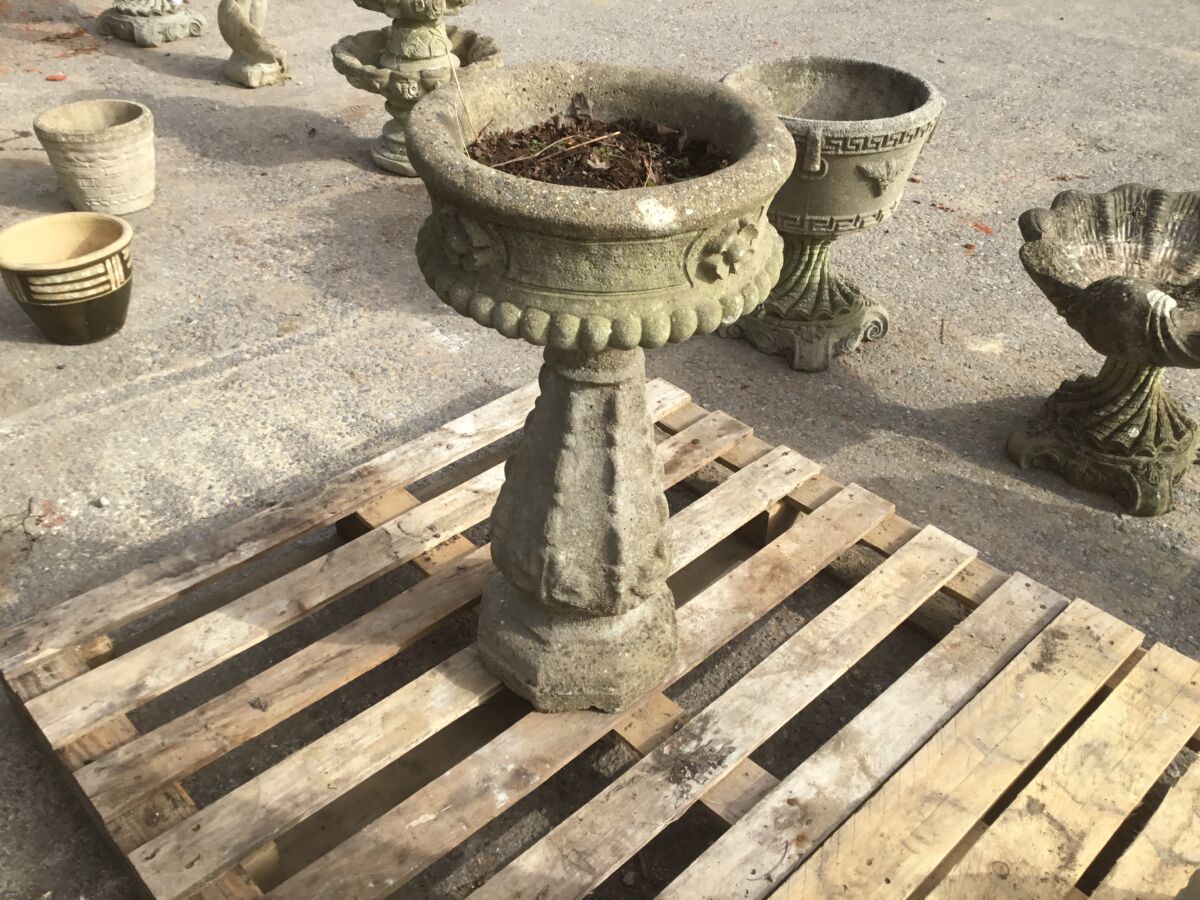 Nicely Decorated Bird Bath/Urn Authentic Reclamation
