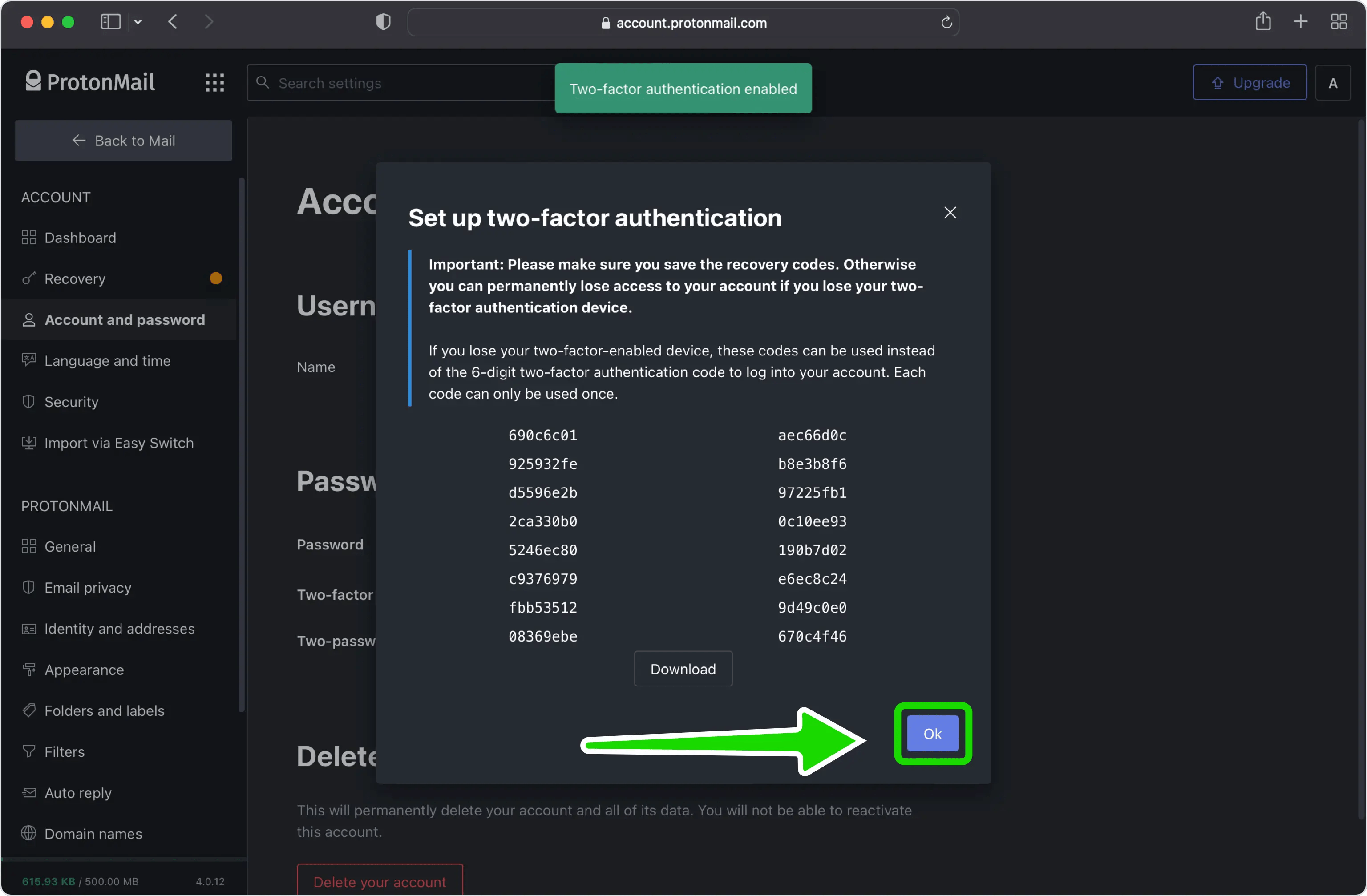 How to enable TwoFactor Authentication (2FA) for ProtonMail