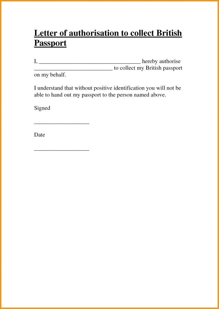 Authorization Letter Template to Pick Up [Passport, Documents]