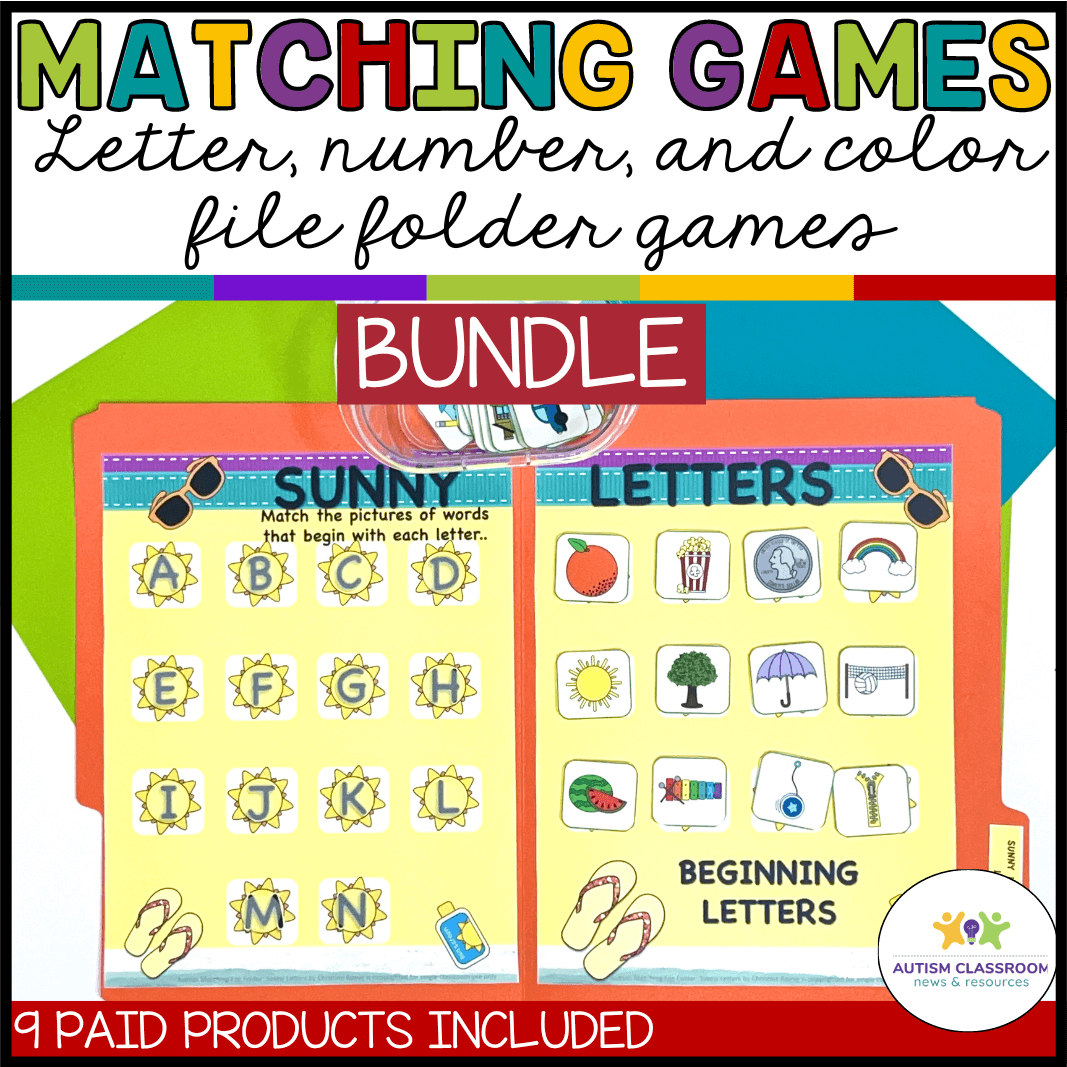 File Folder Games for Special Education Bundle Letter, Number, Color