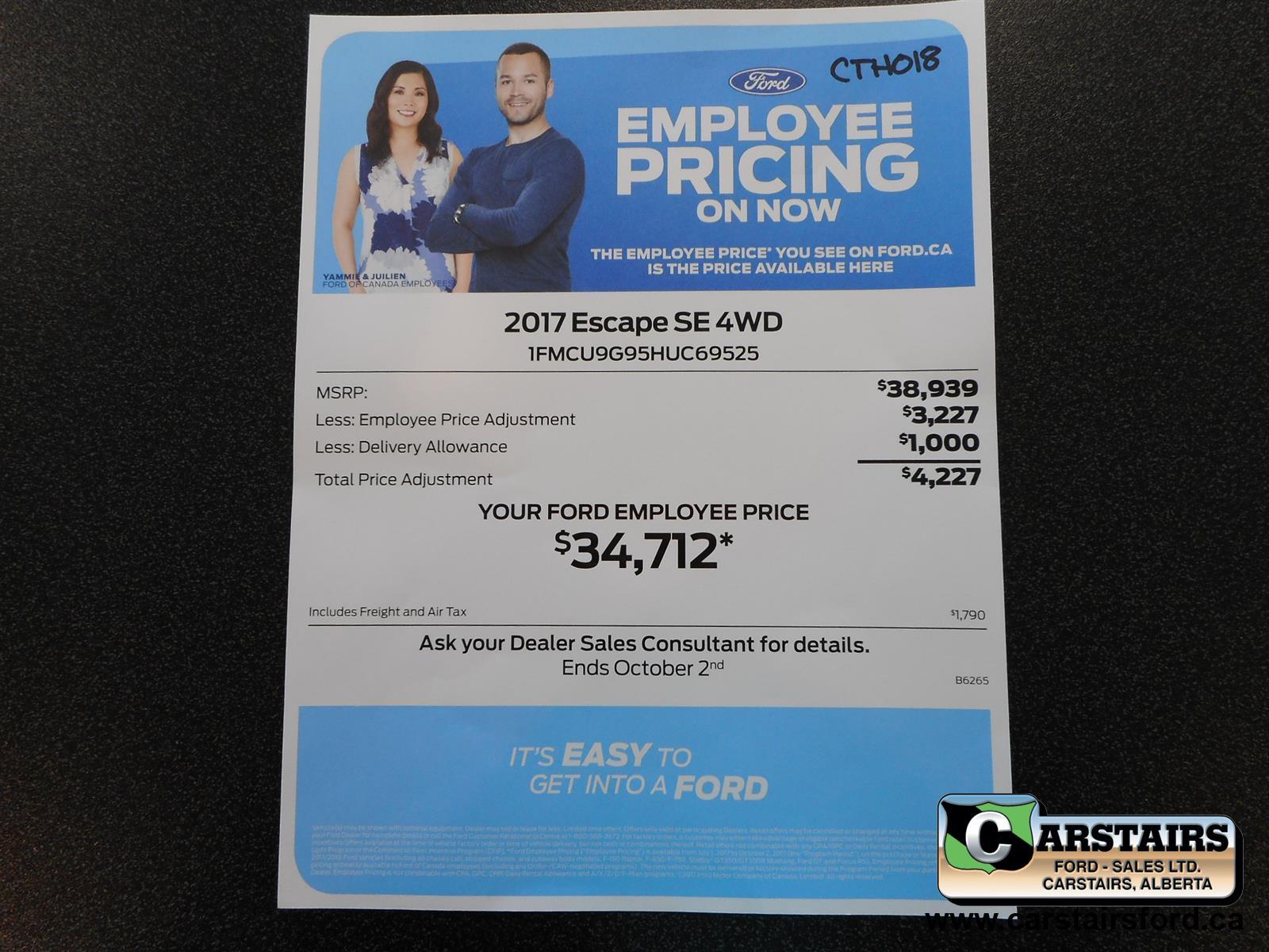 New Ford Escape 2017 for sale in Carstairs, Alberta 7923678 Auto123