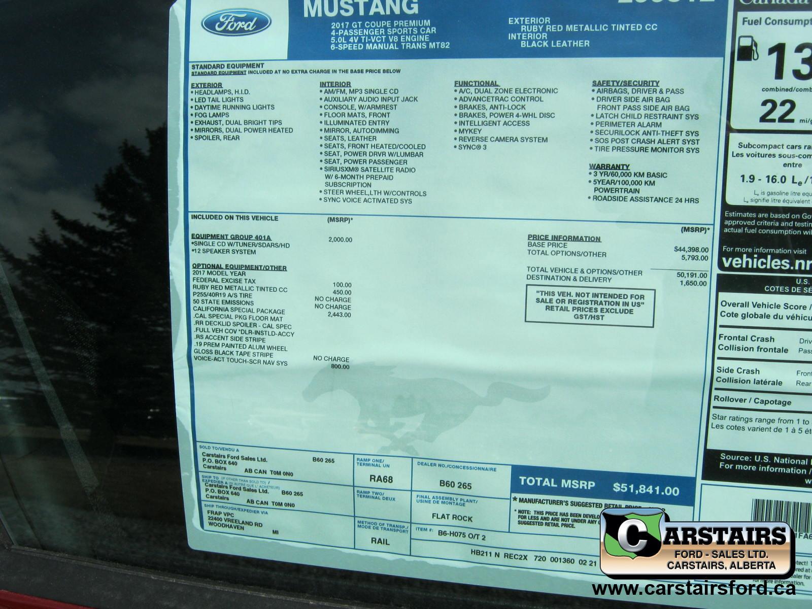 Véhicule Ford Mustang 2017 Neuf à vendre à Carstairs, Alberta 8000753 Auto123