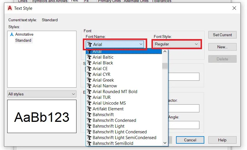 Autocad Font Size Chart