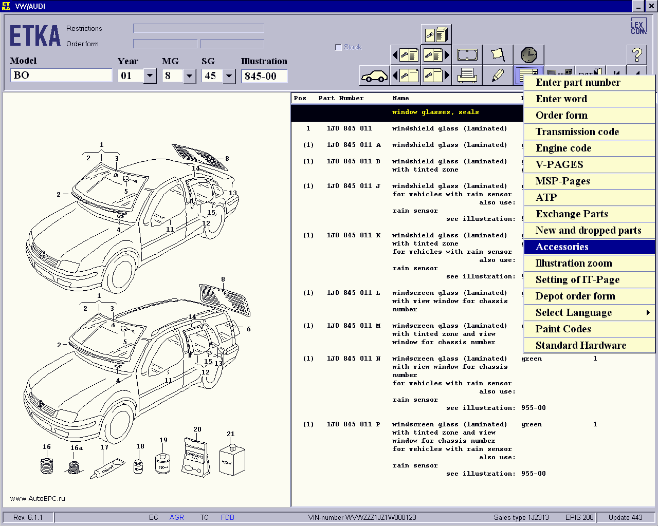 Каталог запасных частей ETKA 6 (AUDIVW USA) Американского рынка.