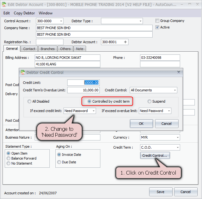 AutoCount Remote Credit Control Module