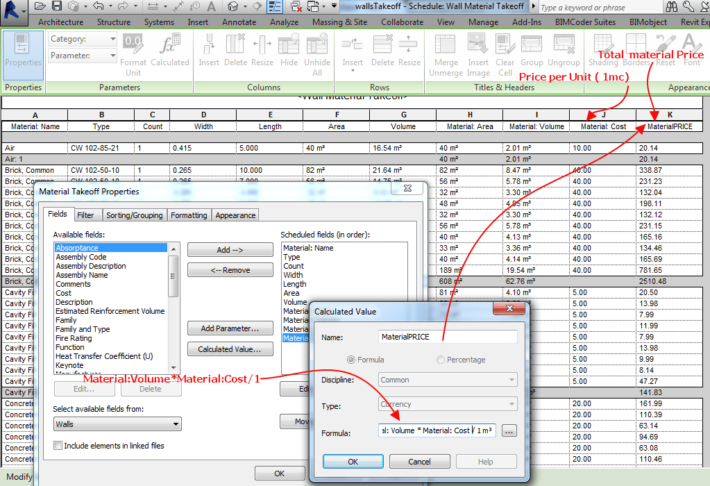 How to calculate the cost of material and labor in Revit? Autodesk