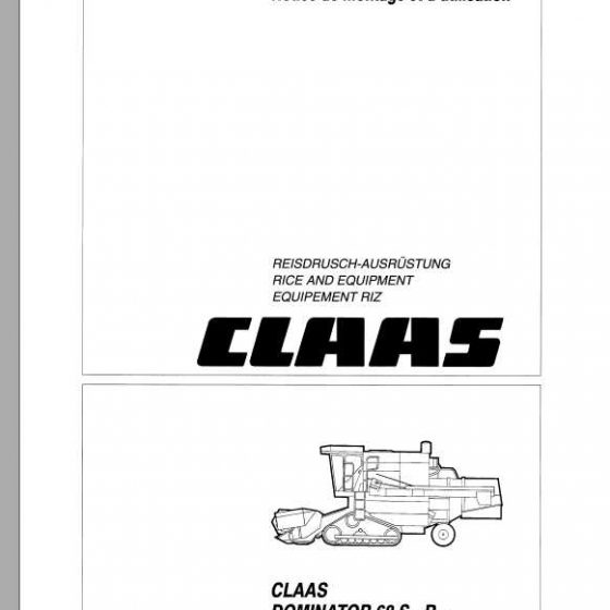 CLAAS DOMINATOR 130 COMBINE PARTS CATALOG MANUAL