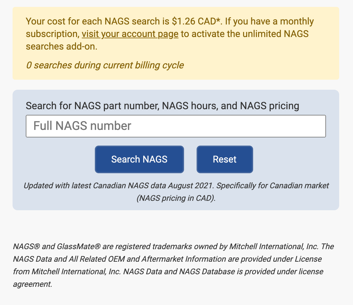 NAGS Licensing Per Search and Monthly Subscriptions AutoGlassCRM
