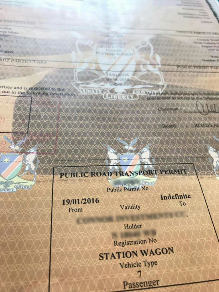 Public Road Carrier Permit or Public Transport Permit Autohelp Namibia