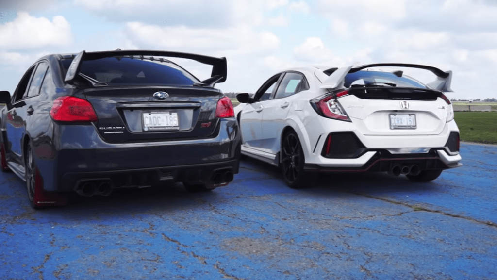 2017 Honda Civic Type R vs. Subaru WRX STI TRACK REVIEW! (Video