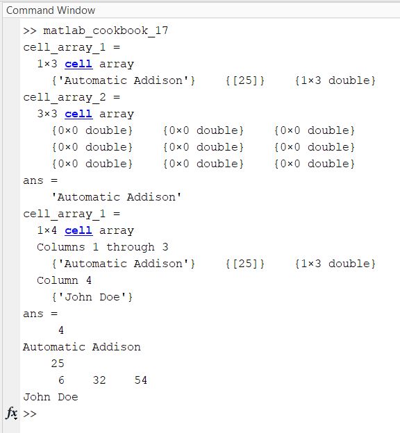 MATLAB Cookbook Code Examples for the Most Common Tasks Automatic