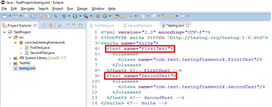 Creating testng.xml file with multiple testsSelenium Webdriver Appium