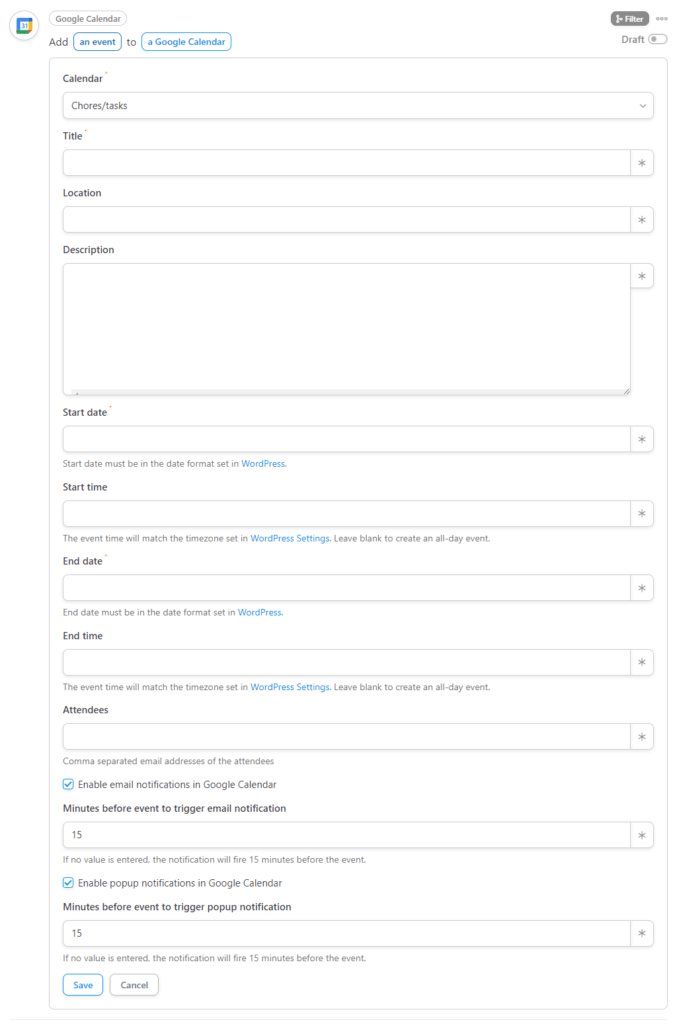 Connect WordPress to Google Calendar