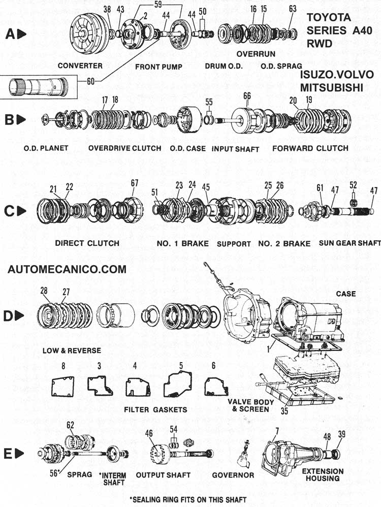 TOYOTA Transmisiones automaticas, componentes, despiece, imagenes
