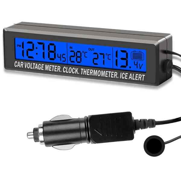 Solar Digital Clock For Car With Backlight 4 in 1 LCD Display - AutoMods