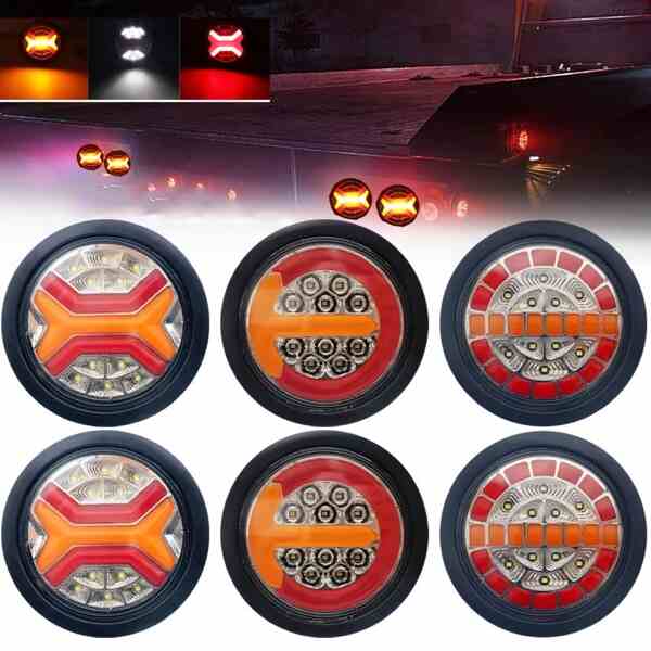 Led Tray Tail Lights Round Trailer Truck Van Taillight 2Pcs AutoMods