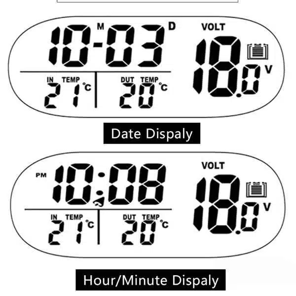 Digital Car Dashboard Clock Self-Adhesive 3 In 1 LCD Display - AutoMods