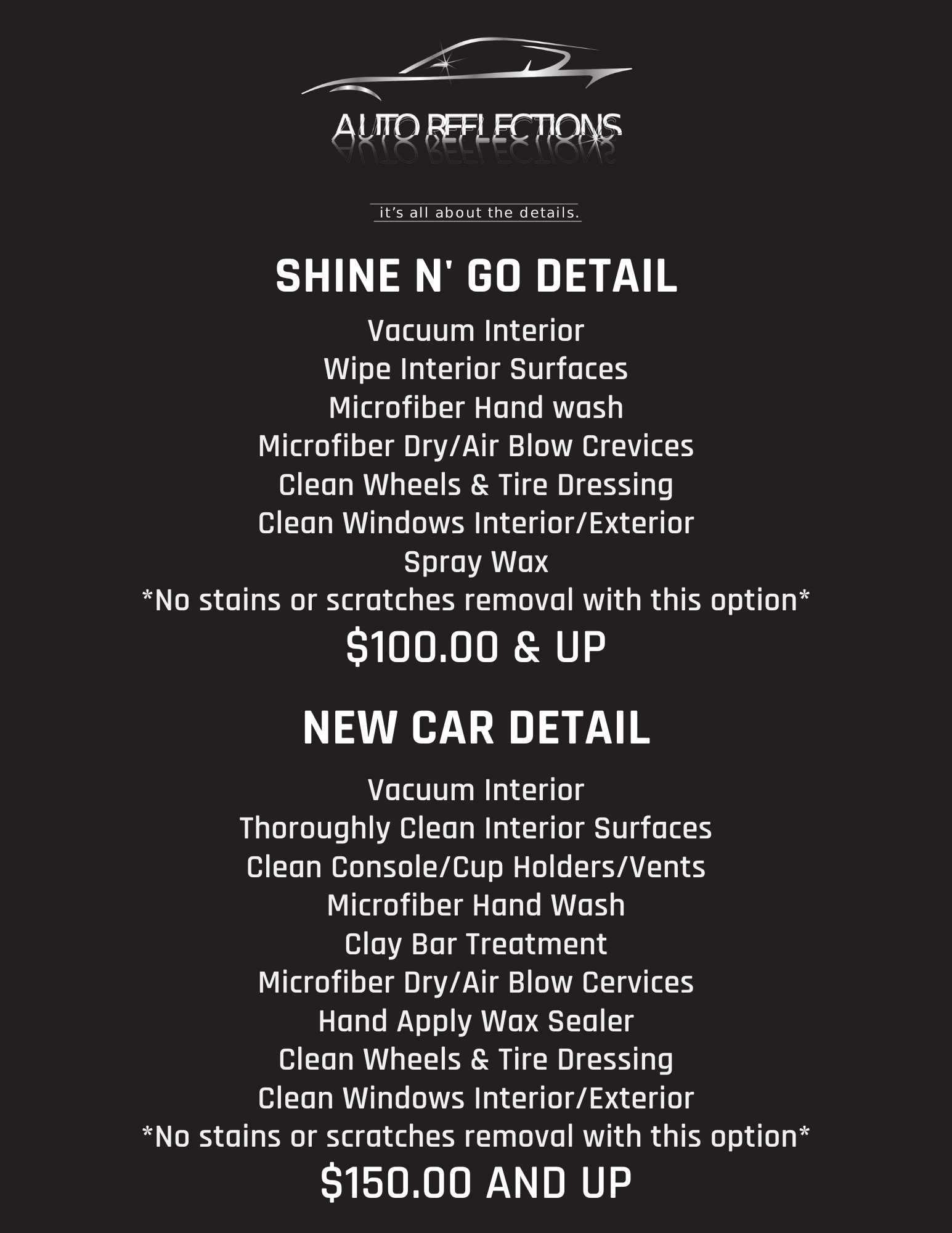 Auto Reflections Detail Car Detailing Service Car detailing service