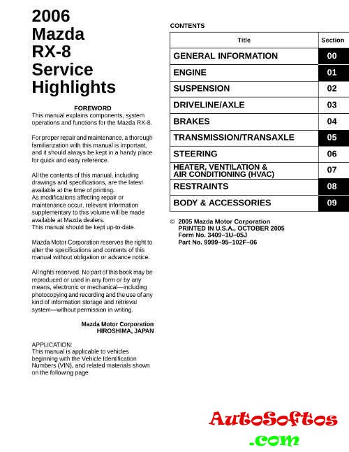 2004 RX-8 Maintenance Schedule Mazda USA