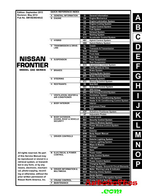 Nissan Repair Manuals Only Repair Manuals