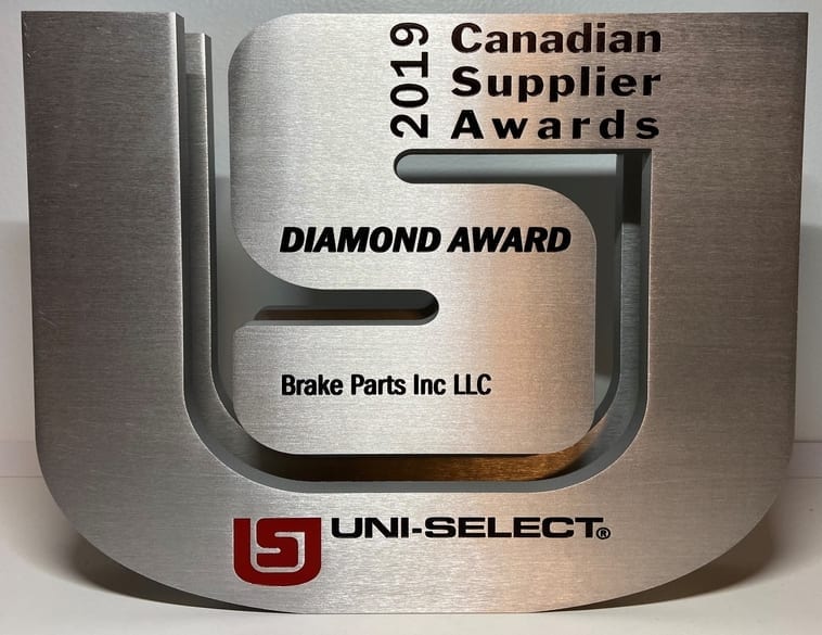 Brake Parts Receives the Diamond Award From UniSelect Autosphere