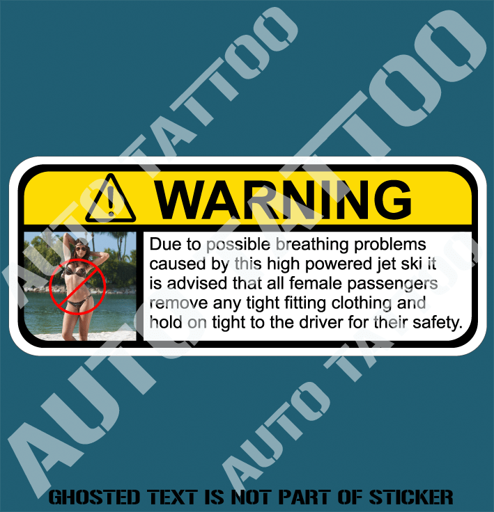 JET SKI WARNING STICKER Auto Tattoo Grafix