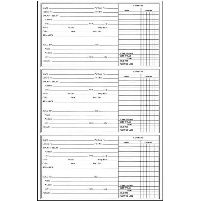 Used Car Record Book Auto Tech & Niles Marketing LLC